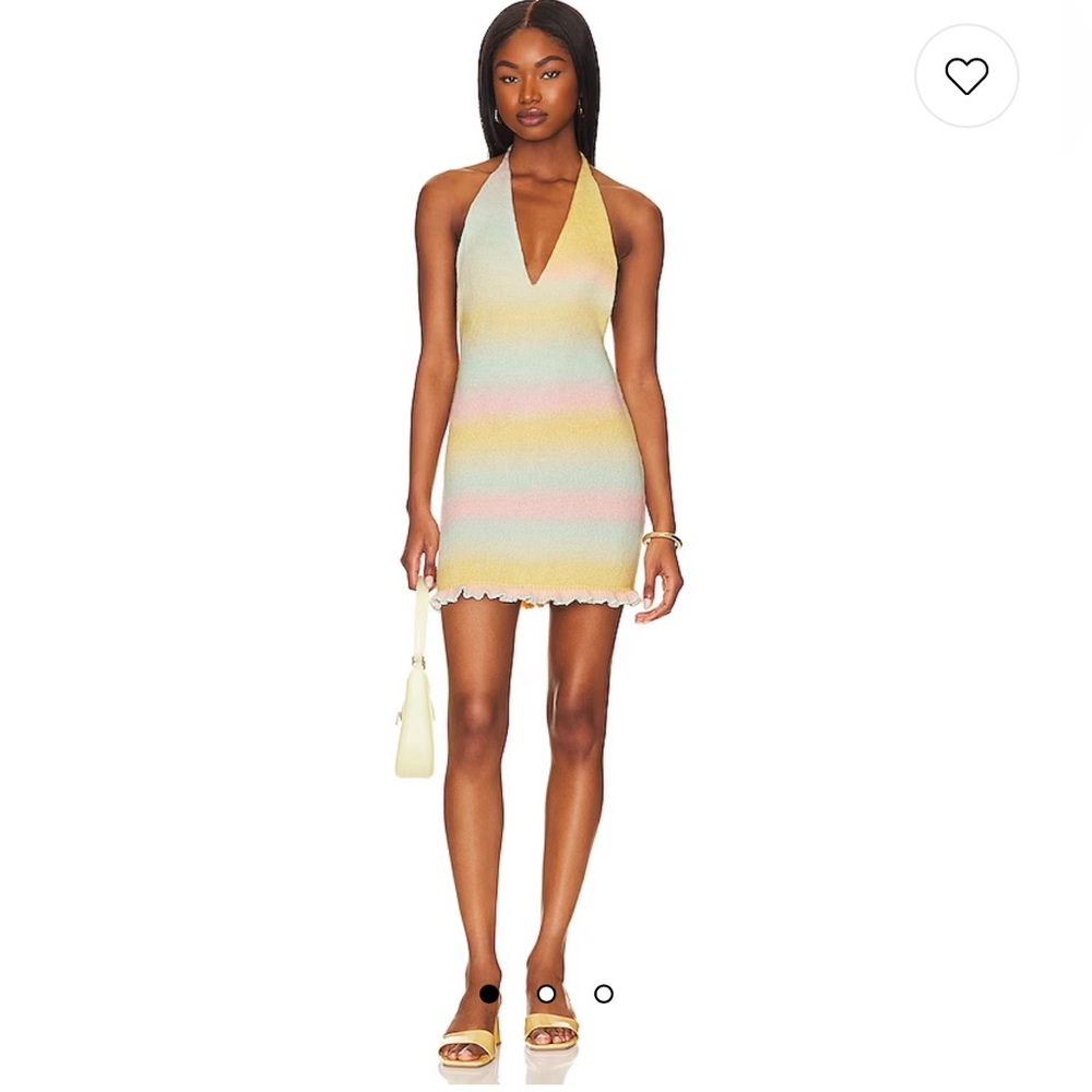 MORE TO COME Evie Halter Knit Dress in Yellow Multi